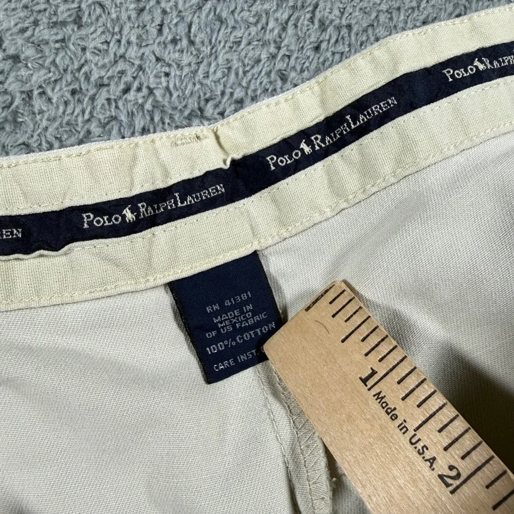 VTG Polo Ralph Lauren Andrew Pant Men 38x34 Tan Double Pleated Chino USA Fabric